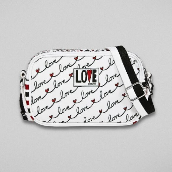 Brighton Handbags - Brighton Love Scroll Crossbody Bag Striped Side Panels White/Red/Blue W OS NWT